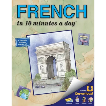French in 10 Minutes a Day: Language Course for Beginning and Advanced Study. Includes Workbook, Flash Cards, Sticky Labels, Menu Guide, Software, Glo