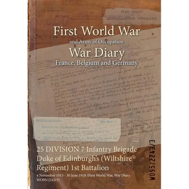 25 DIVISION 7 Infantry Brigade Duke of Edinburgh's (Wiltshire Regiment) 1st Battalion: 4 November 1915 - 30 June 1918 (First World War, War Diary, WO9