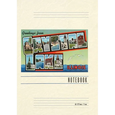 Vintage Lined Notebook Greetings from Crystal Lake, Illinois