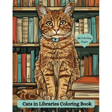 Cats in Libraries Coloring Book