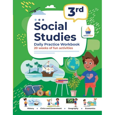 3rd Grade Social Studies: Daily Practice Workbook 20 Weeks of Fun Activities History Civic and Government Geography Economics + Video Explanatio
