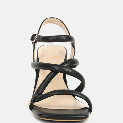 artha open square toe block heel sandals by London Rag