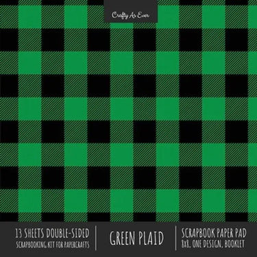 Green Plaid Scrapbook Paper Pad 8x8 Decorative Scrapbooking Kit for Cardmaking Gifts, DIY Crafts, Printmaking, Papercrafts, Check Pattern Designer Pap