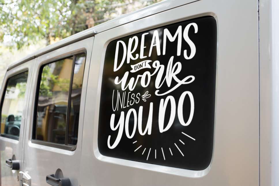 Dreams Don't Work Unless You Do Inspirational Sticker by WinsterCreations™ Official Store