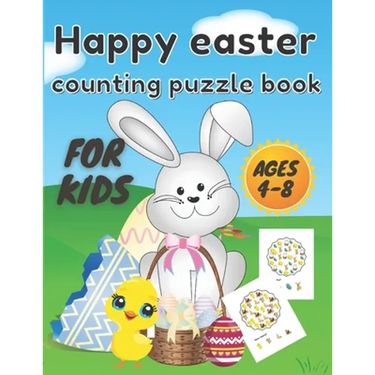 happy easter counting puzzle book: A Fun Guessing Game Book for Ages 4-8 Year Olds - Fun & Interactive Picture Book for Preschoolers and Toddlers ( Ea