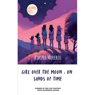 Girl over the moon, on sands of time