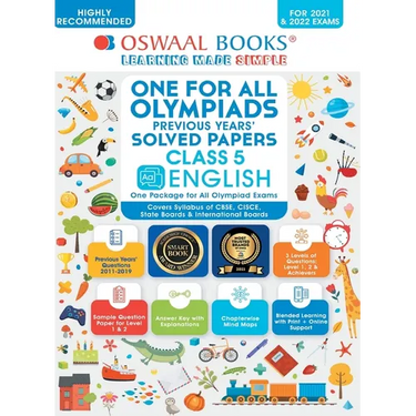 One for All Olympiad Previous Years' Solved Papers, Class-5 English Book (For 2022 Exam)