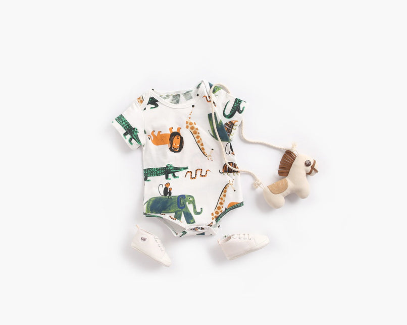 Baby Boy And Girl Animal Print Short-Sleeved O-Neck Lovely Onesies In Summer by MyKids-USA™