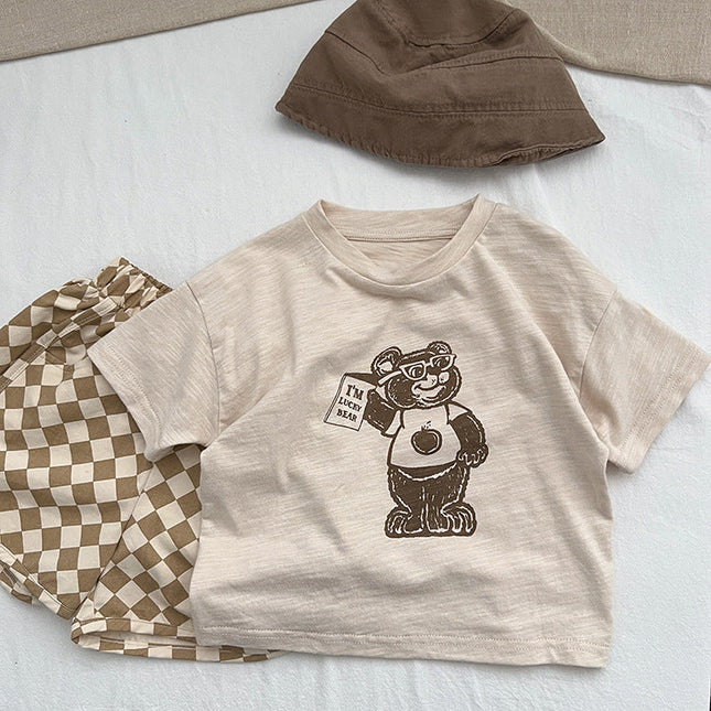 Baby Cartoon Bear Graphic Short Sleeve Comfy T-Shirt by MyKids-USA™