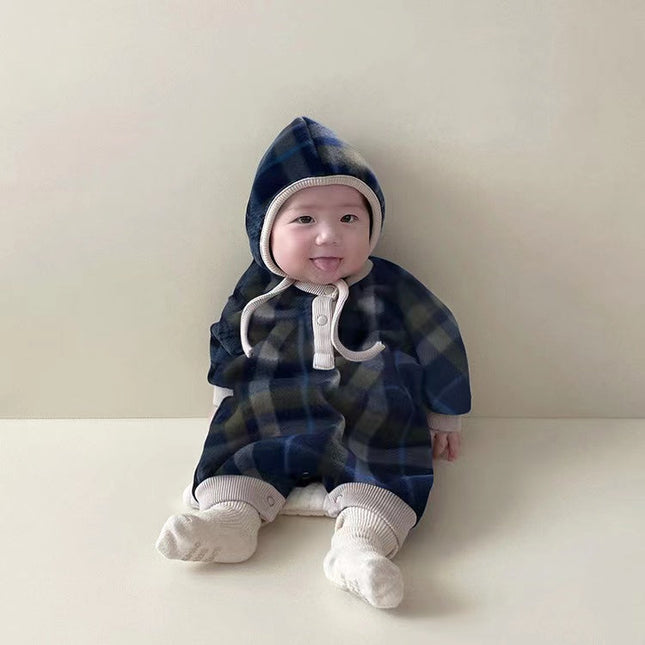 Baby Fashion Plaid Pattern Thin Fleece Autumn Romper by MyKids-USA™