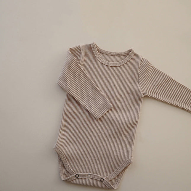 Baby Solid Color Pit Strip Fabric Long Sleeve Bodysuit by MyKids-USA™
