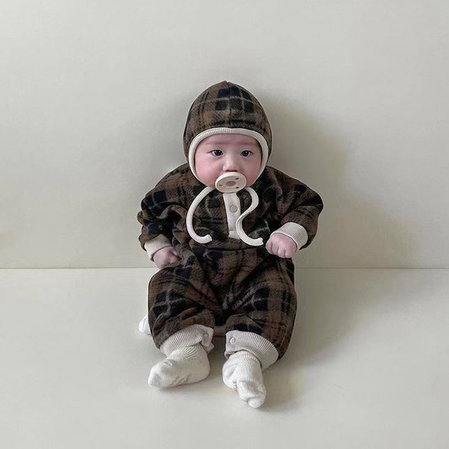 Baby Fashion Plaid Pattern Thin Fleece Autumn Romper by MyKids-USA™