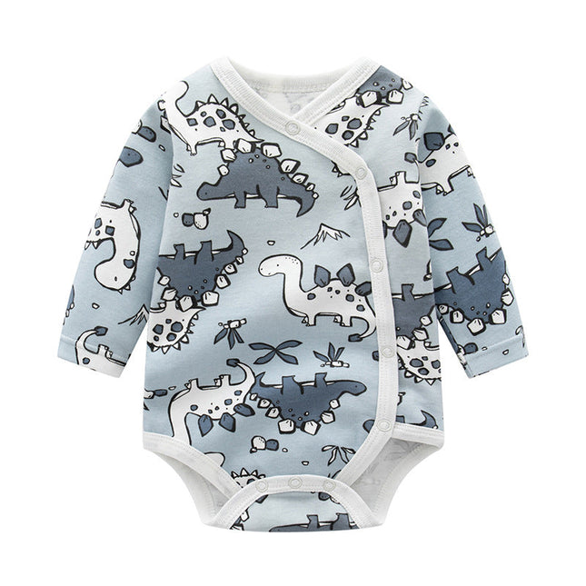 Baby Cartoon Print Pattern Side Button Design Long Sleeve Onesies by MyKids-USA™