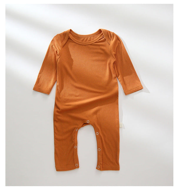 Kids Solid Color Round Collar Middle-Sleeved Rompers Home Clothes In Summer by MyKids-USA™