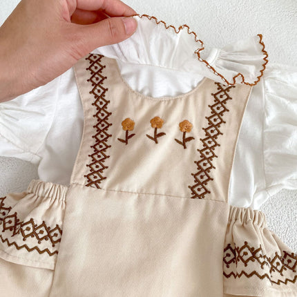Baby Girl Solid Color Blouse With Onesies Vintage Style Sets by MyKids-USA™