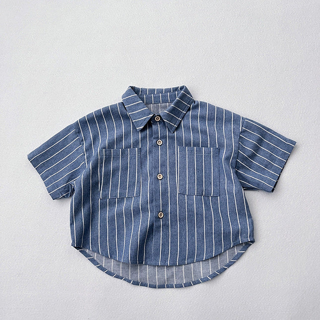 Baby Unisex Striped Pattern Single Breasted Summer Shirt by MyKids-USA™