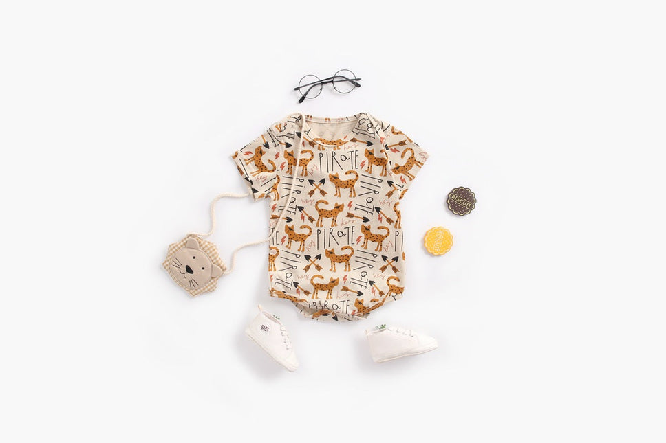 Baby Boy And Girl Animal Print Short-Sleeved O-Neck Lovely Onesies In Summer by MyKids-USA™