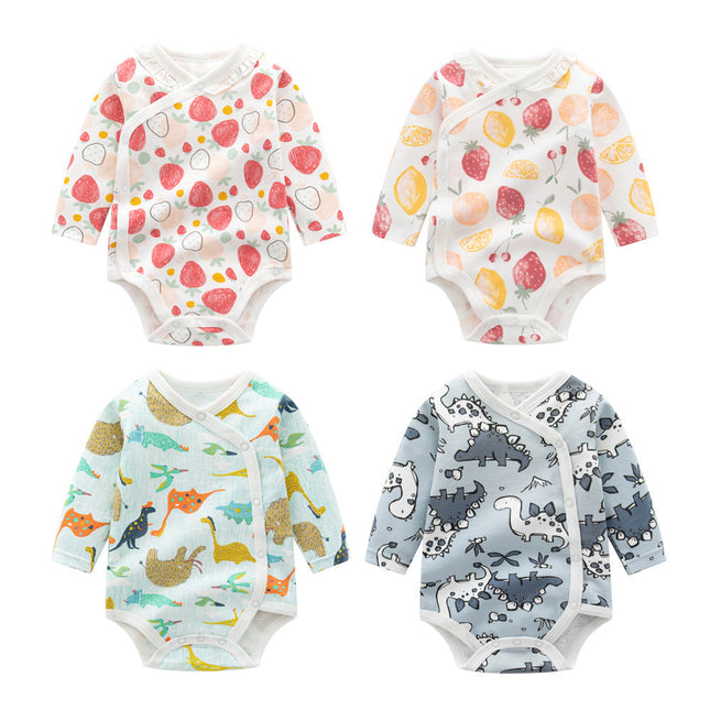 Baby Cartoon Print Pattern Side Button Design Long Sleeve Onesies by MyKids-USA™