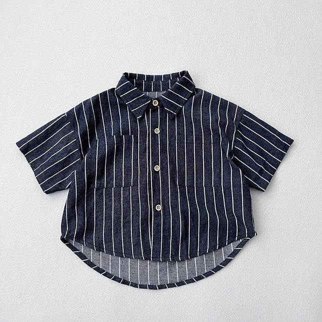 Baby Unisex Striped Pattern Single Breasted Summer Shirt by MyKids-USA™