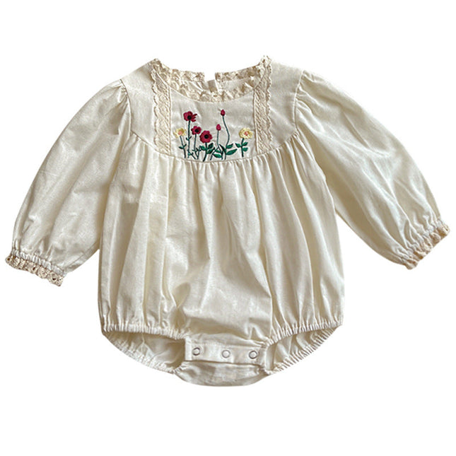Baby Solid Color Embroidered Pattern Long Sleeve Onesies With Hat by MyKids-USA™