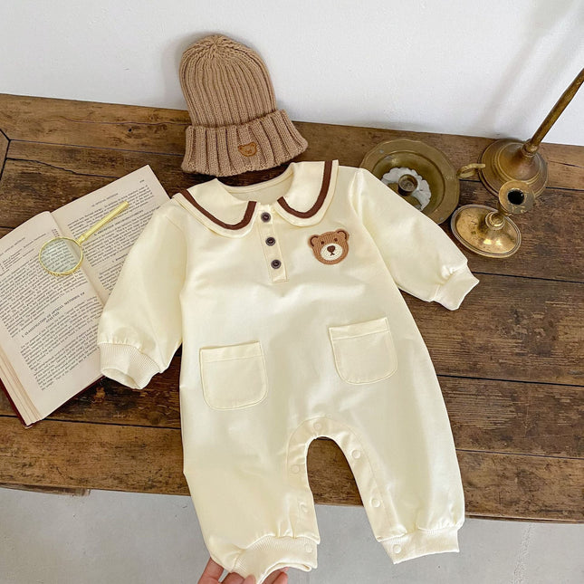 Baby Cartoon Bear Patched Pattern Cute Style Romper And Coat by MyKids-USA™
