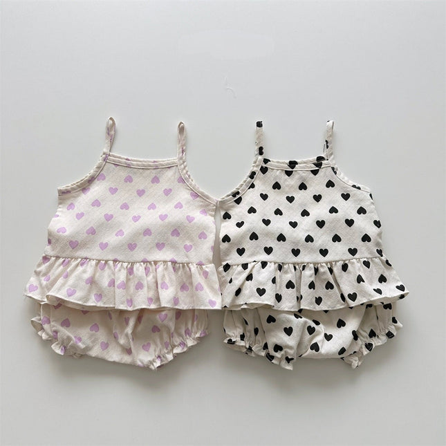 Baby Girl Heart Pattern Sling Tops With Shoers Sets by MyKids-USA™