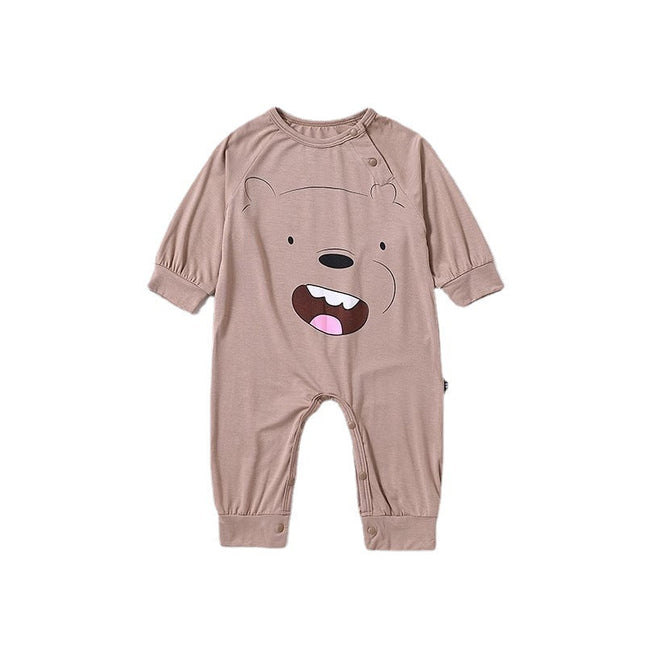 Baby Cartoon Bear Graphic Long Sleeve Soft Cotton Rompers by MyKids-USA™