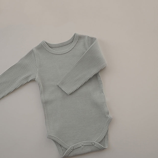 Baby Solid Color Pit Strip Fabric Long Sleeve Bodysuit by MyKids-USA™