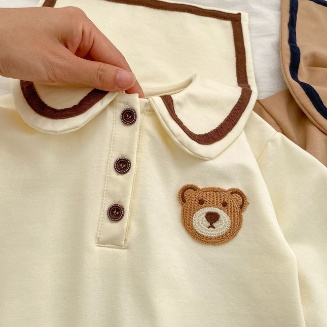 Baby Cartoon Bear Patched Pattern Cute Style Romper And Coat by MyKids-USA™