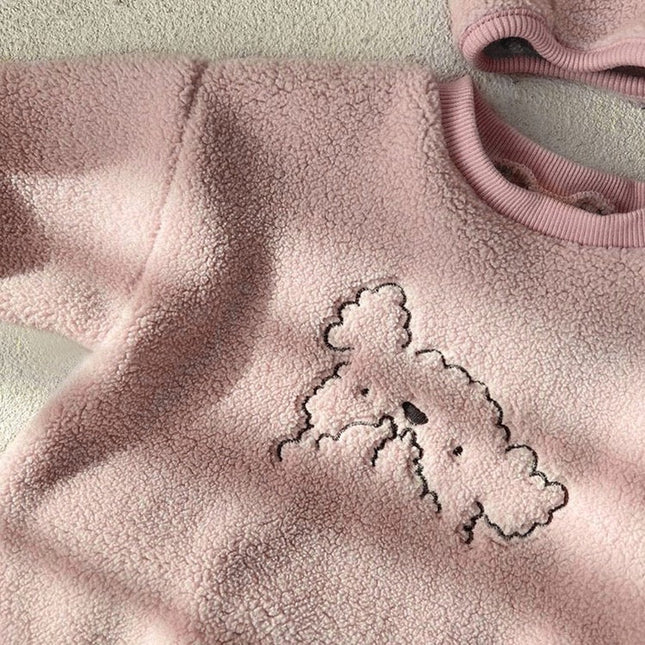 Baby Cartoon Embroidered Pattern Long Sleeve Velvet Onesies by MyKids-USA™