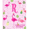 Composition Notebook R: Pink Flamingo Initial R Composition Wide Ruled Notebook