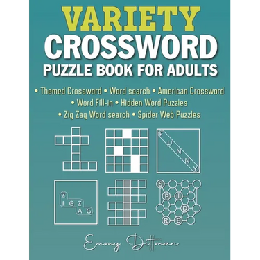 Variety Crossword Puzzle Book for Adults: 105 Easy to Medium Puzzles