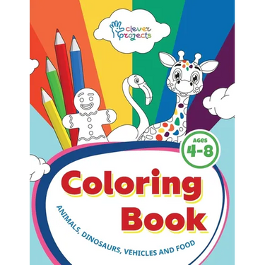 Coloring Book: Fun Travel Games for Kids Ages 4-8 - Engaging Activities for Road Trips, Air Travel for kids and boys. Animals, dinosaurs, vehicles, fo