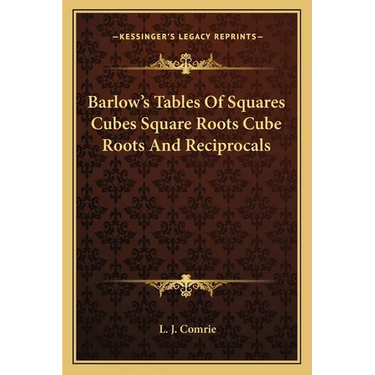 Barlow's Tables Of Squares Cubes Square Roots Cube Roots And Reciprocals