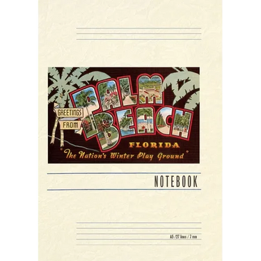 Vintage Lined Notebook Greetings from Palm Beach, Florida