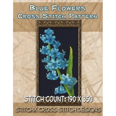 Blue Flowers Cross Stitch Pattern