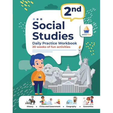 2nd Grade Social Studies: Daily Practice Workbook 20 Weeks of Fun Activities History Civic and Government Geography Economics + Video Explanatio