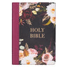 KJV Holy Bible, Thinline Large Print Faux Leather Red Letter Edition - Thumb Index & Ribbon Marker, King James Version, Black/Burgundy Printed Floral