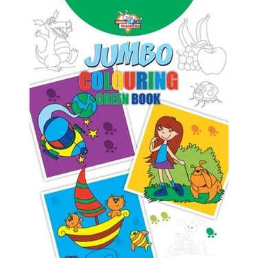 Jumbo Colouring Green Book for 4 to 8 years old Kids Best Gift to Children for Drawing, Coloring and Painting
