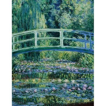 Claude Monet Daily Planner 2025: The Japanese Bridge Painting French Impressionism Art Year Organizer: January-December (12 Months)