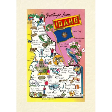 Vintage Lined Notebook Greetings from Idaho, Map of Highlights