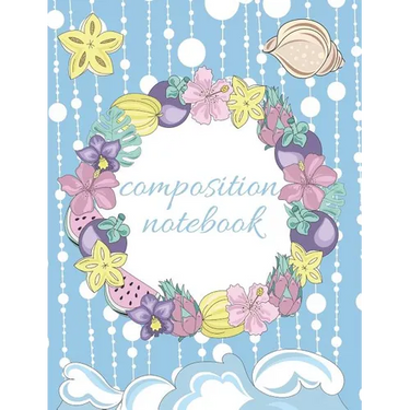Composition Notebook: Tropical Beach Design, Collage Ruled Pages