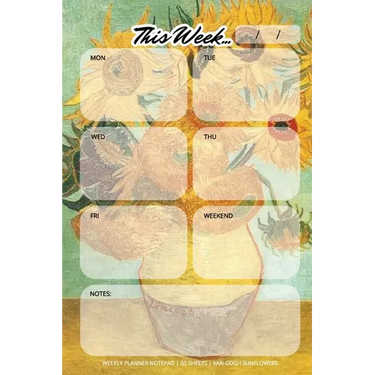 Weekly Planner Notepad: Van Gogh Sunflowers, Daily Planning Pad for Organizing, Tasks, Goals, Schedule