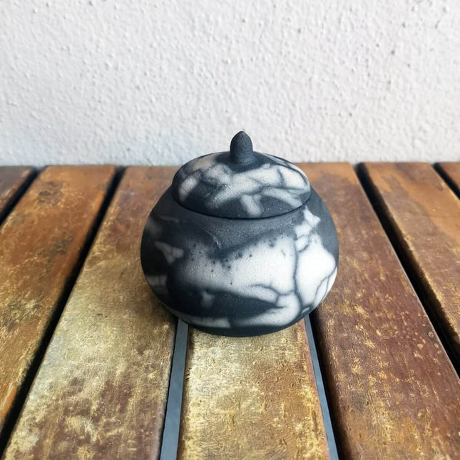 RAAQUU AI Mini Raku Pottery Urn for Remains - 3.4 oz capacity for child, pet, dog, cat by RAAQUU