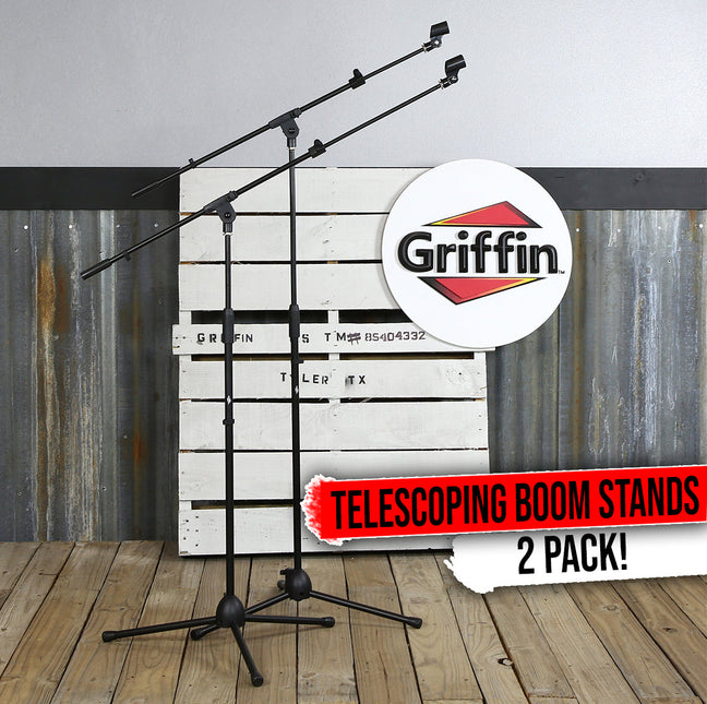 Microphone Stand with Boom Arm (Pack of 2) by GRIFFIN - Adjustable Holder Mount For Studio Recording by GeekStands.com