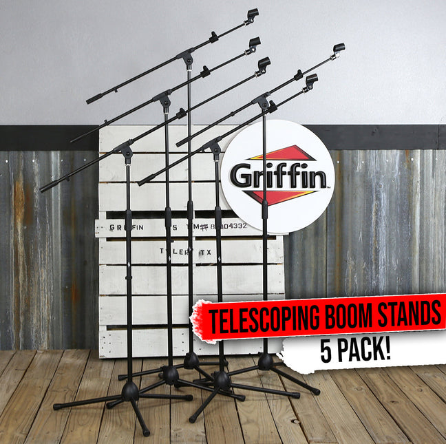 Microphone Boom Stand with Telescopic Arm (Pack of 5) by GRIFFIN - Adjustable Holder Mount by GeekStands.com