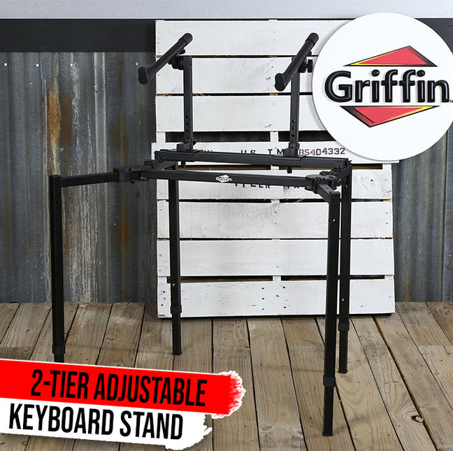 Double Piano Keyboard & Laptop Stand by GRIFFIN - 2 Tier/Dual Portable Studio Mixer Rack by GeekStands.com