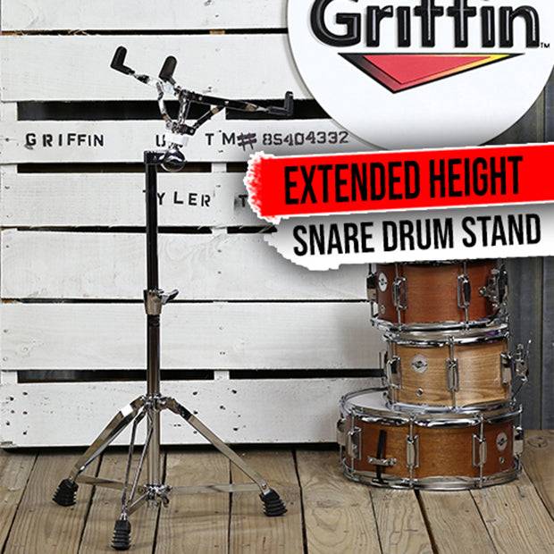 Extended Height Snare Drum Stand by GRIFFIN - Tall Adjustable Height Snare Stand For Practice Pad by GeekStands.com