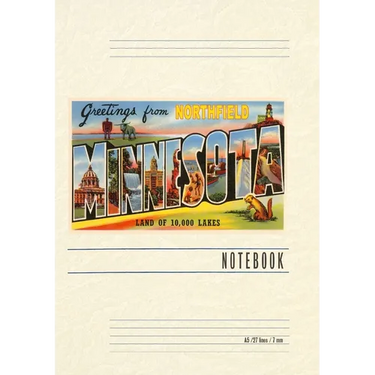 Vintage Lined Notebook Greetings from Northfield, Minnesota