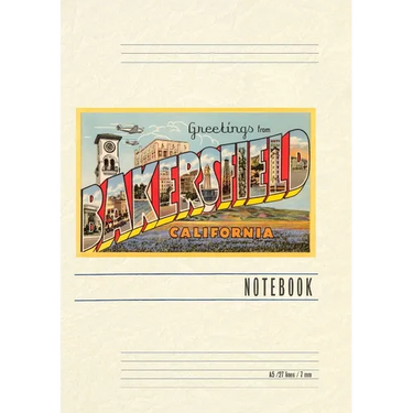 Vintage Lined Notebook Greetings from Bakersfield, California